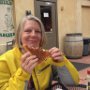 Karen enjoys a duck and fig panini